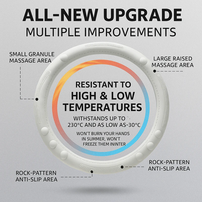 Natural rubber steering wheel cover | Universal Fit with Pattern Massaging Grip