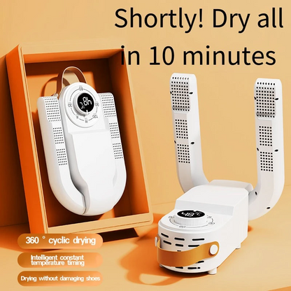 Electric Shoe & Boot Dryer — Foldable Telescopic Design with Smart Timer & Deodorizer