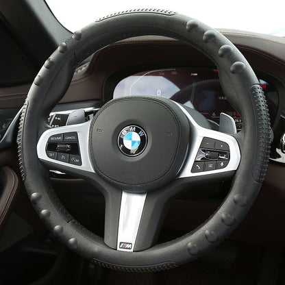 Natural rubber steering wheel cover | Universal Fit with Pattern Massaging Grip
