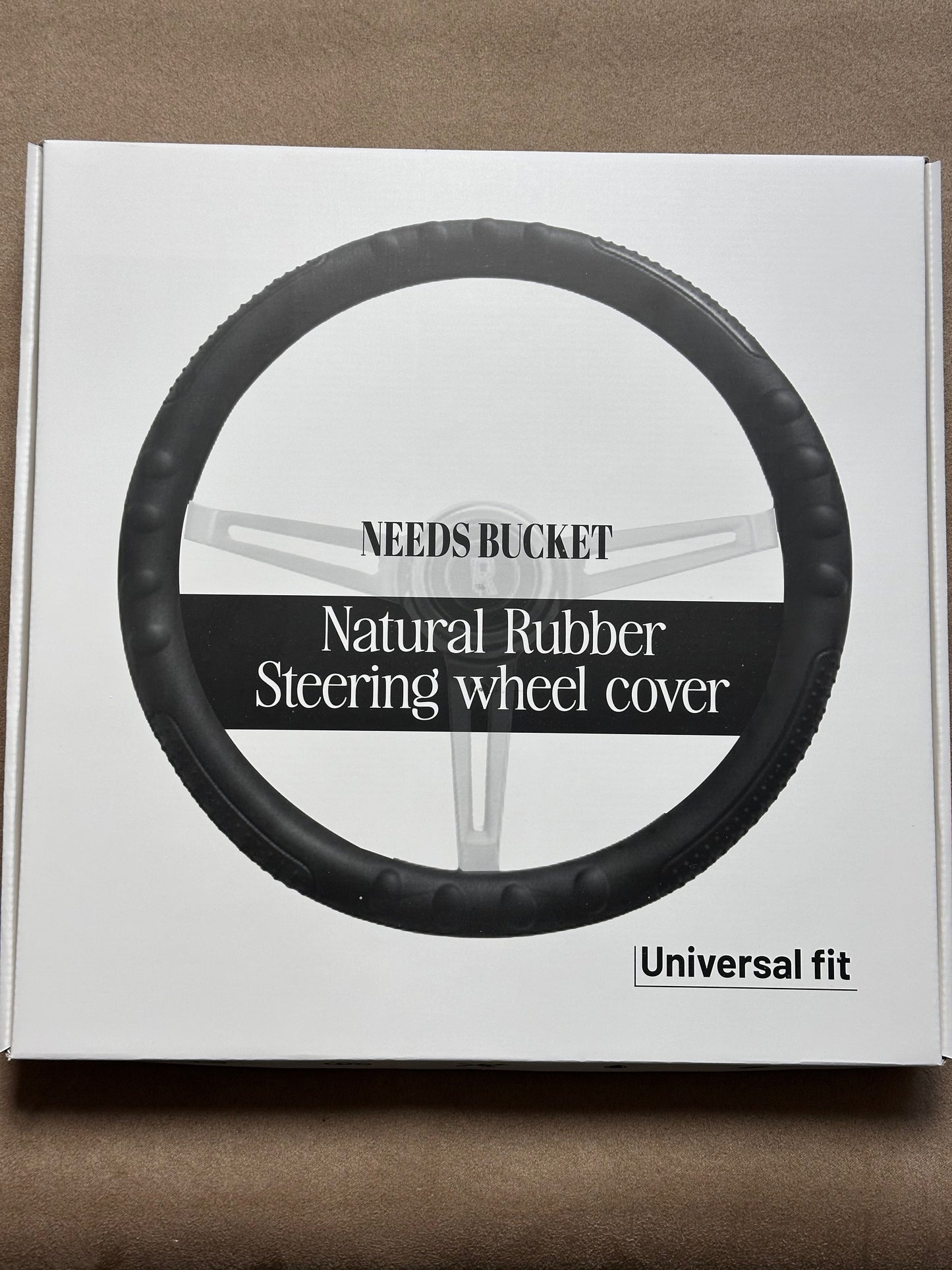 Natural rubber steering wheel cover | Universal Fit with Pattern Massaging Grip