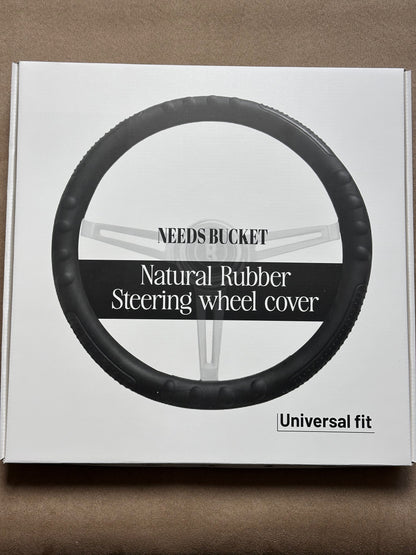 Natural rubber steering wheel cover | Universal Fit with Pattern Massaging Grip