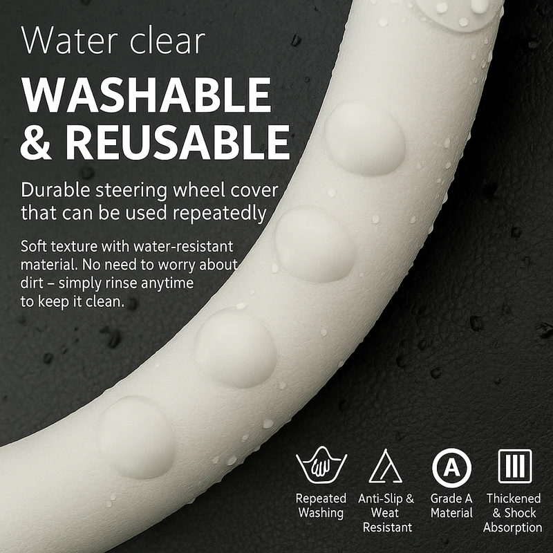 Universal Fit Silicone with Grip and Pattern Massaging Grip Steering Wheel Cover fits most Cars - Image 3